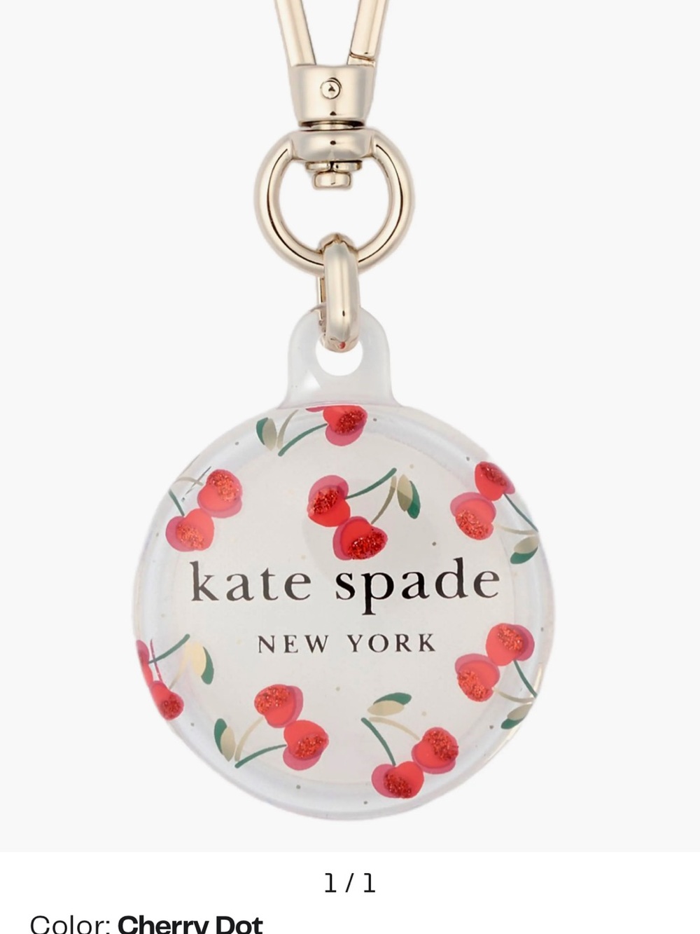 kate spade Clear Cherry Dot Acrylic Keychain Red Accents New